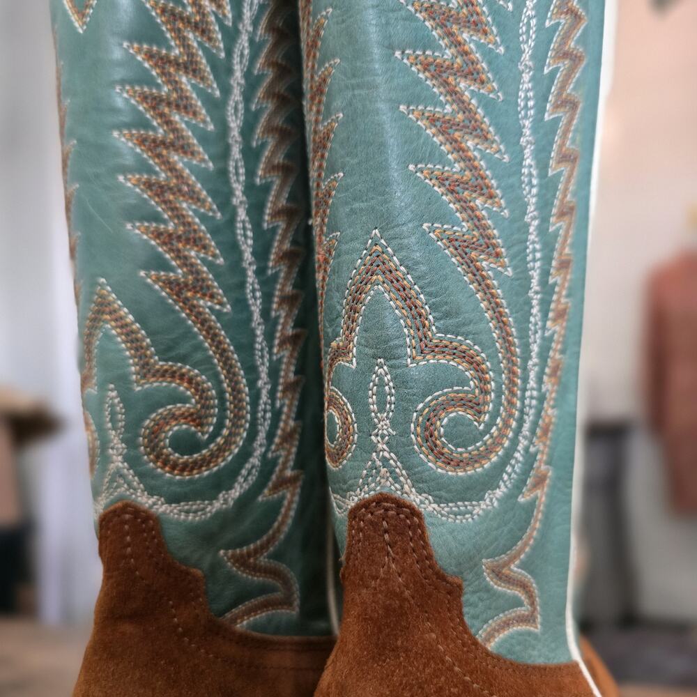 Ariat Ambrose Western Boots Womens Size 6 Penny Suede Pale Turquoise NWT - Picture 12 of 16